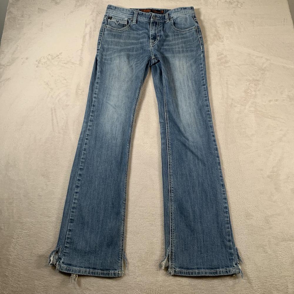 Rock&Roll Denim Jeans Womens 20R Blue Regular Fit Bootcut Distressed Frayed Hem